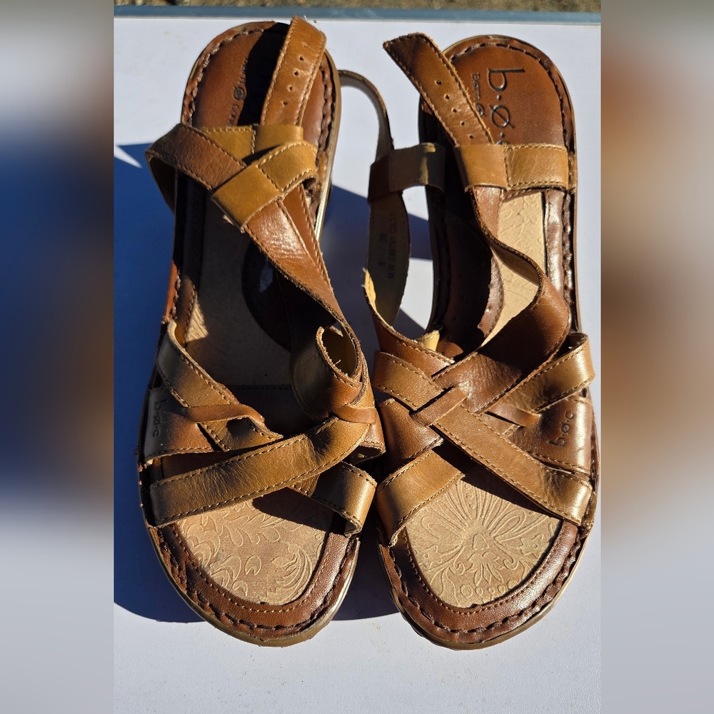 boc Tan Leather Strappy Sandals